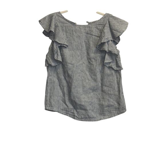 J. Crew Blue and White Linen/Cotton Blend Striped Tank - Picture 1 of 4